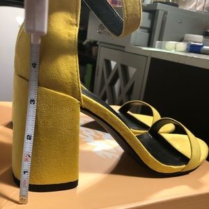 Yellow Block Heel Open Toe Heels